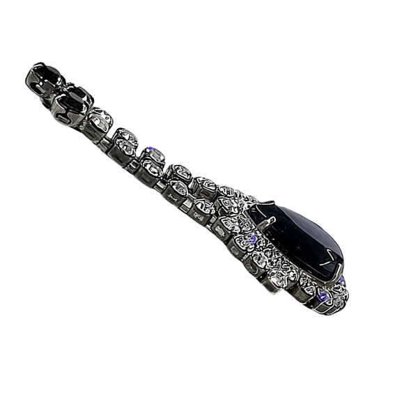 Vintage Rhinestone Black Chandelier Drop Earrings - Picture 4 of 5